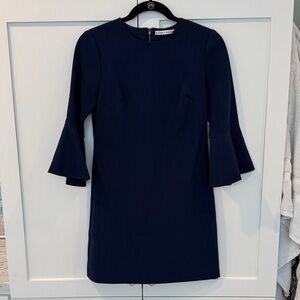 Alice + Olivia Navy Bell Sleeve Mini Dress